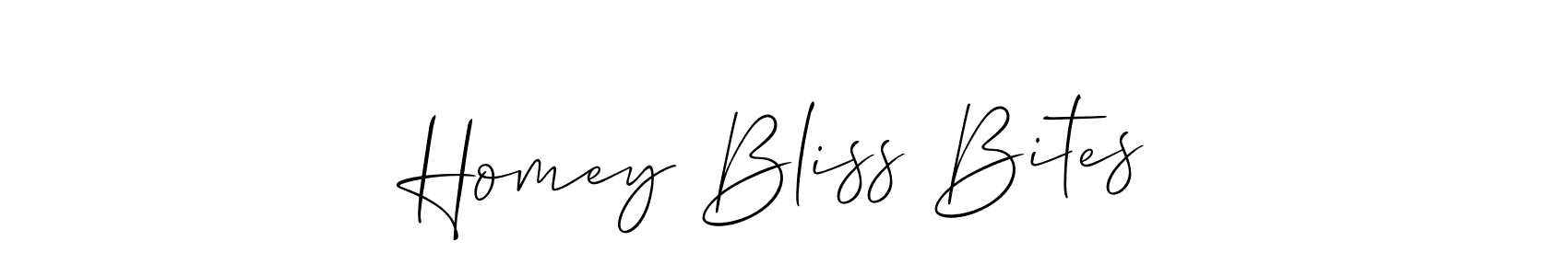 Create a beautiful signature design for name Homey Bliss Bites. With this signature (Allison_Script) fonts, you can make a handwritten signature for free. Homey Bliss Bites signature style 2 images and pictures png