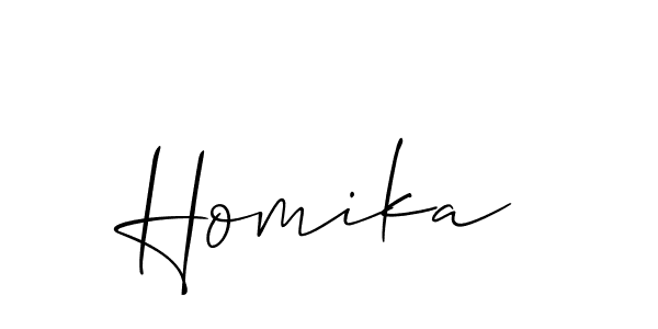 Make a beautiful signature design for name Homika. With this signature (Allison_Script) style, you can create a handwritten signature for free. Homika signature style 2 images and pictures png