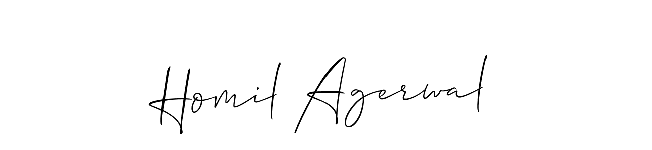 How to make Homil Agerwal signature? Allison_Script is a professional autograph style. Create handwritten signature for Homil Agerwal name. Homil Agerwal signature style 2 images and pictures png