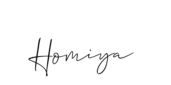 Create a beautiful signature design for name Homiya. With this signature (Allison_Script) fonts, you can make a handwritten signature for free. Homiya signature style 2 images and pictures png