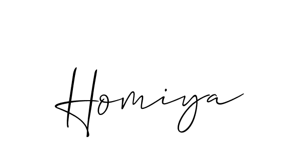 Create a beautiful signature design for name Homiya. With this signature (Allison_Script) fonts, you can make a handwritten signature for free. Homiya signature style 2 images and pictures png