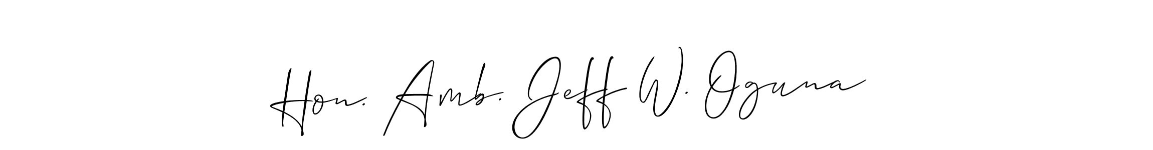 Once you've used our free online signature maker to create your best signature Allison_Script style, it's time to enjoy all of the benefits that Hon. Amb. Jeff W. Oguna name signing documents. Hon. Amb. Jeff W. Oguna signature style 2 images and pictures png