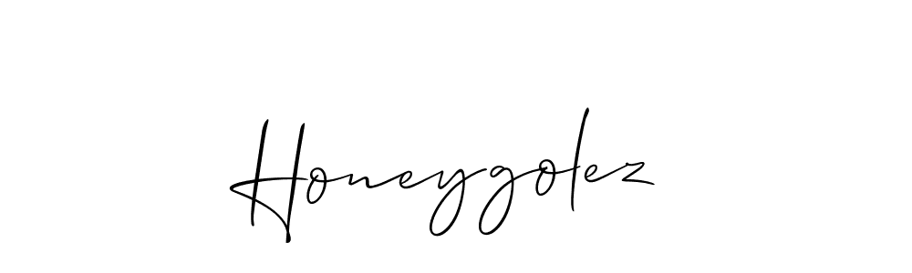 How to make Honeygolez name signature. Use Allison_Script style for creating short signs online. This is the latest handwritten sign. Honeygolez signature style 2 images and pictures png