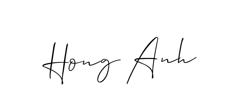 The best way (Allison_Script) to make a short signature is to pick only two or three words in your name. The name Hong Anh include a total of six letters. For converting this name. Hong Anh signature style 2 images and pictures png