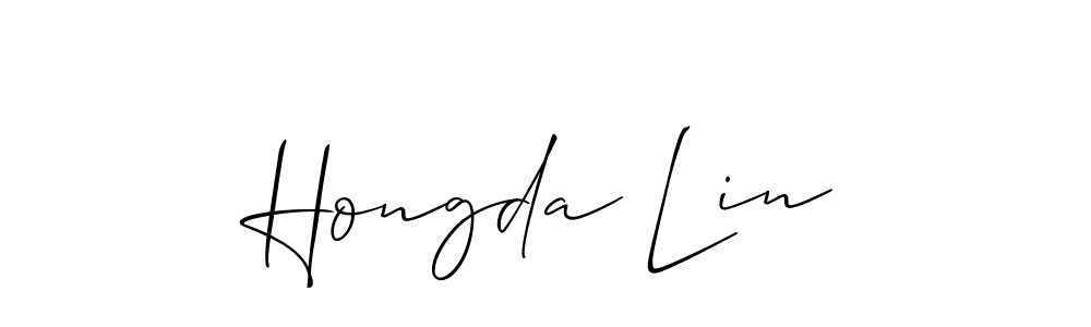How to make Hongda Lin name signature. Use Allison_Script style for creating short signs online. This is the latest handwritten sign. Hongda Lin signature style 2 images and pictures png