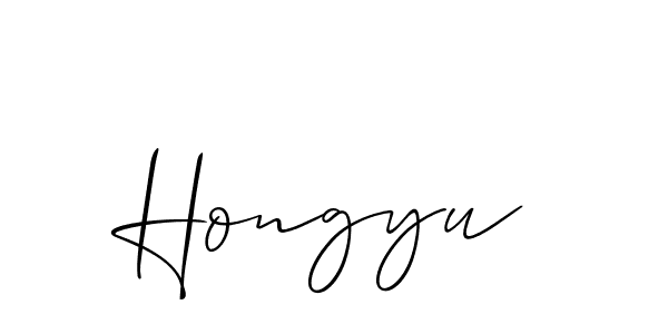 Create a beautiful signature design for name Hongyu. With this signature (Allison_Script) fonts, you can make a handwritten signature for free. Hongyu signature style 2 images and pictures png