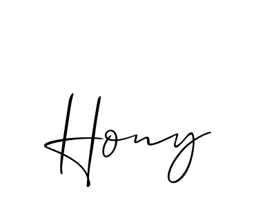 Design your own signature with our free online signature maker. With this signature software, you can create a handwritten (Allison_Script) signature for name Hony. Hony signature style 2 images and pictures png