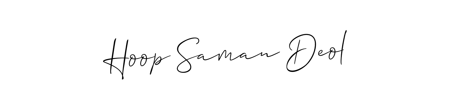 You should practise on your own different ways (Allison_Script) to write your name (Hoop Saman Deol) in signature. don't let someone else do it for you. Hoop Saman Deol signature style 2 images and pictures png