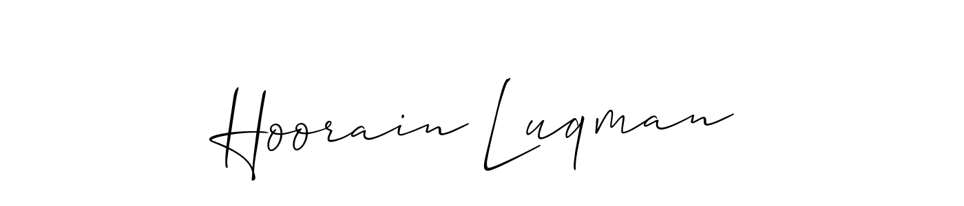 Use a signature maker to create a handwritten signature online. With this signature software, you can design (Allison_Script) your own signature for name Hoorain Luqman. Hoorain Luqman signature style 2 images and pictures png
