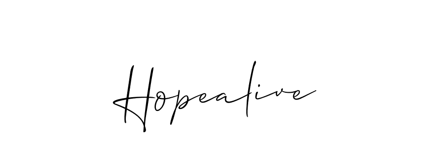 Make a beautiful signature design for name Hopealive. With this signature (Allison_Script) style, you can create a handwritten signature for free. Hopealive signature style 2 images and pictures png