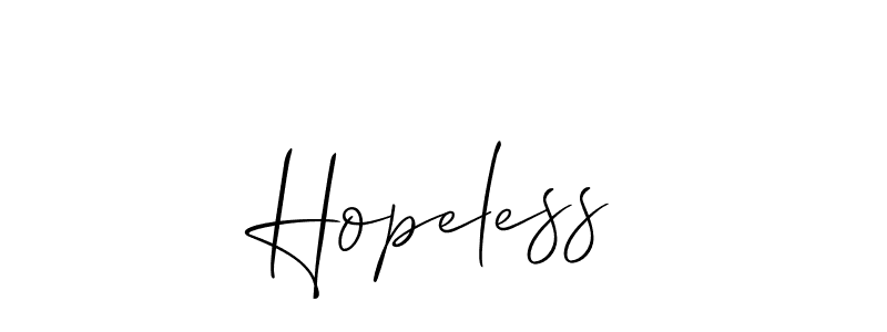 Use a signature maker to create a handwritten signature online. With this signature software, you can design (Allison_Script) your own signature for name Hopeless. Hopeless signature style 2 images and pictures png