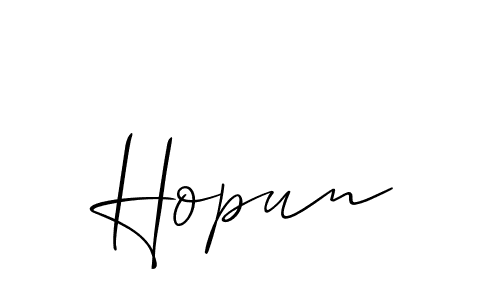 Make a short Hopun signature style. Manage your documents anywhere anytime using Allison_Script. Create and add eSignatures, submit forms, share and send files easily. Hopun signature style 2 images and pictures png