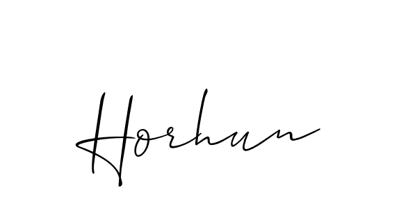 Design your own signature with our free online signature maker. With this signature software, you can create a handwritten (Allison_Script) signature for name Horhun. Horhun signature style 2 images and pictures png
