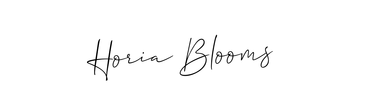 Make a beautiful signature design for name Horia Blooms. With this signature (Allison_Script) style, you can create a handwritten signature for free. Horia Blooms signature style 2 images and pictures png