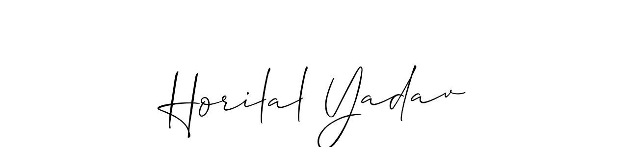 Allison_Script is a professional signature style that is perfect for those who want to add a touch of class to their signature. It is also a great choice for those who want to make their signature more unique. Get Horilal Yadav name to fancy signature for free. Horilal Yadav signature style 2 images and pictures png