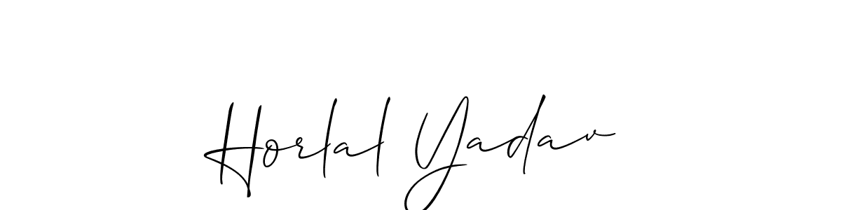 if you are searching for the best signature style for your name Horlal Yadav. so please give up your signature search. here we have designed multiple signature styles  using Allison_Script. Horlal Yadav signature style 2 images and pictures png