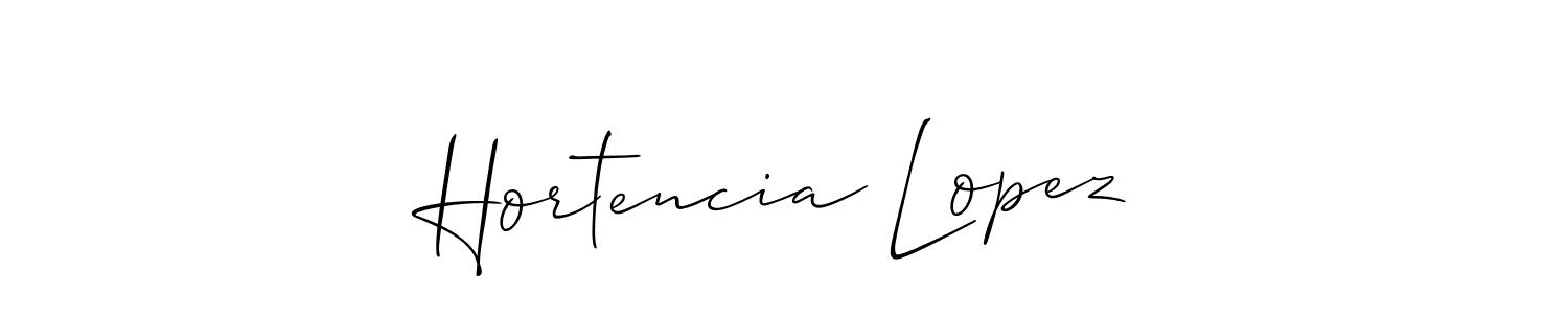 Hortencia Lopez stylish signature style. Best Handwritten Sign (Allison_Script) for my name. Handwritten Signature Collection Ideas for my name Hortencia Lopez. Hortencia Lopez signature style 2 images and pictures png