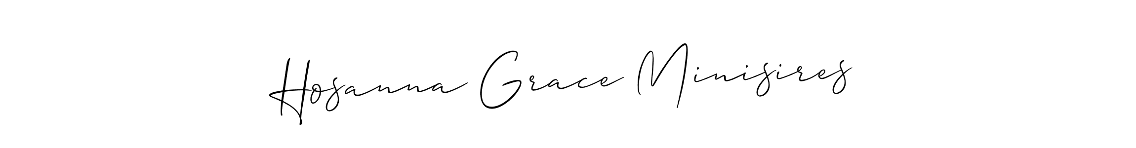 The best way (Allison_Script) to make a short signature is to pick only two or three words in your name. The name Hosanna Grace Minisires include a total of six letters. For converting this name. Hosanna Grace Minisires signature style 2 images and pictures png