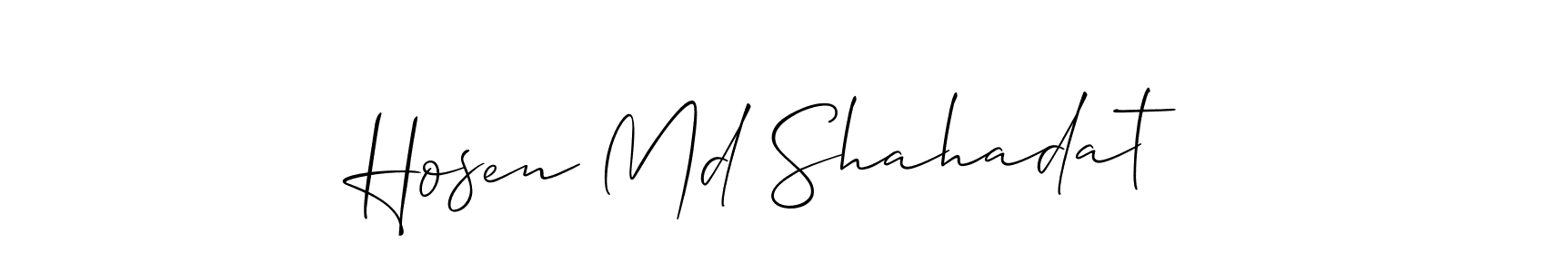 Create a beautiful signature design for name Hosen Md Shahadat. With this signature (Allison_Script) fonts, you can make a handwritten signature for free. Hosen Md Shahadat signature style 2 images and pictures png