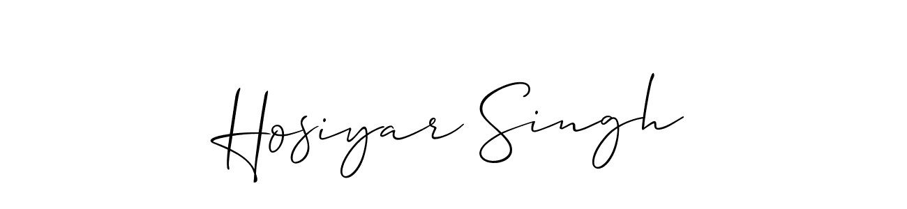 The best way (Allison_Script) to make a short signature is to pick only two or three words in your name. The name Hosiyar Singh include a total of six letters. For converting this name. Hosiyar Singh signature style 2 images and pictures png