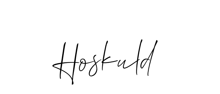 You should practise on your own different ways (Allison_Script) to write your name (Hoskuld) in signature. don't let someone else do it for you. Hoskuld signature style 2 images and pictures png