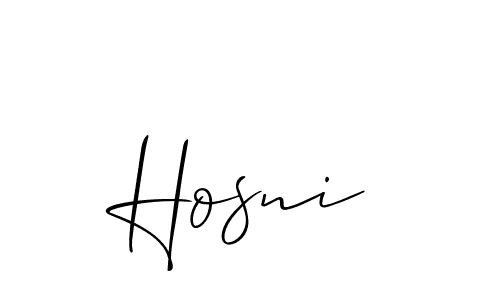 Use a signature maker to create a handwritten signature online. With this signature software, you can design (Allison_Script) your own signature for name Hosni. Hosni signature style 2 images and pictures png