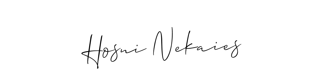 You can use this online signature creator to create a handwritten signature for the name Hosni Nekaies. This is the best online autograph maker. Hosni Nekaies signature style 2 images and pictures png