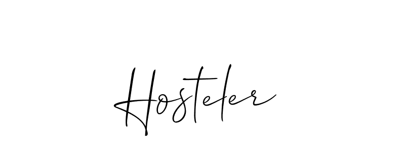 Similarly Allison_Script is the best handwritten signature design. Signature creator online .You can use it as an online autograph creator for name Hosteler. Hosteler signature style 2 images and pictures png