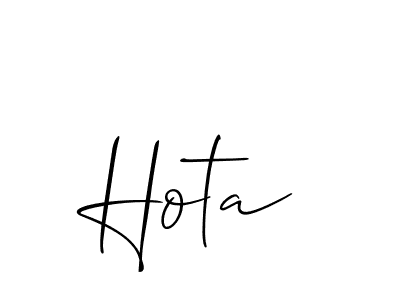 Design your own signature with our free online signature maker. With this signature software, you can create a handwritten (Allison_Script) signature for name Hota. Hota signature style 2 images and pictures png