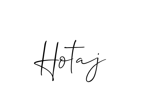 Allison_Script is a professional signature style that is perfect for those who want to add a touch of class to their signature. It is also a great choice for those who want to make their signature more unique. Get Hotaj name to fancy signature for free. Hotaj signature style 2 images and pictures png