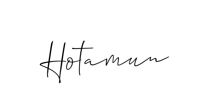 Allison_Script is a professional signature style that is perfect for those who want to add a touch of class to their signature. It is also a great choice for those who want to make their signature more unique. Get Hotamun name to fancy signature for free. Hotamun signature style 2 images and pictures png
