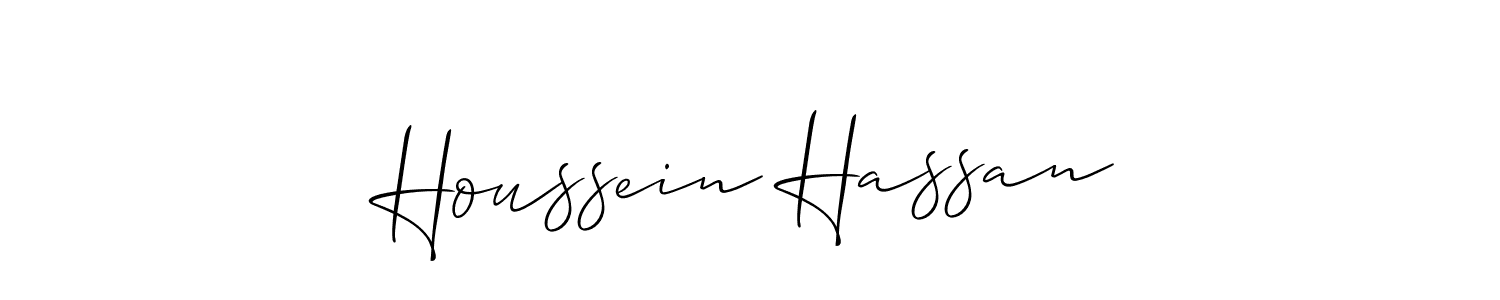 The best way (Allison_Script) to make a short signature is to pick only two or three words in your name. The name Houssein Hassan include a total of six letters. For converting this name. Houssein Hassan signature style 2 images and pictures png