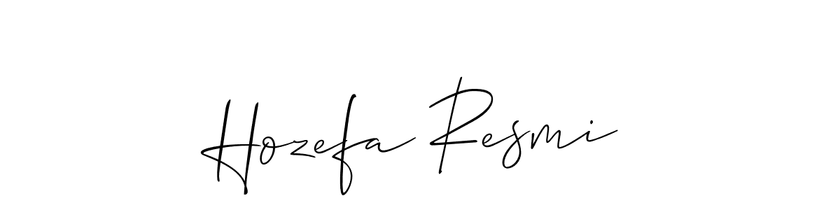 The best way (Allison_Script) to make a short signature is to pick only two or three words in your name. The name Hozefa Resmi include a total of six letters. For converting this name. Hozefa Resmi signature style 2 images and pictures png