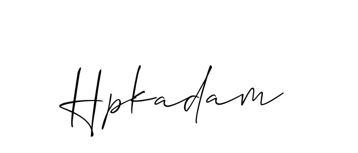 The best way (Allison_Script) to make a short signature is to pick only two or three words in your name. The name Hpkadam include a total of six letters. For converting this name. Hpkadam signature style 2 images and pictures png