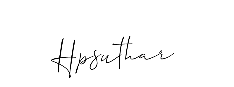 How to make Hpsuthar name signature. Use Allison_Script style for creating short signs online. This is the latest handwritten sign. Hpsuthar signature style 2 images and pictures png