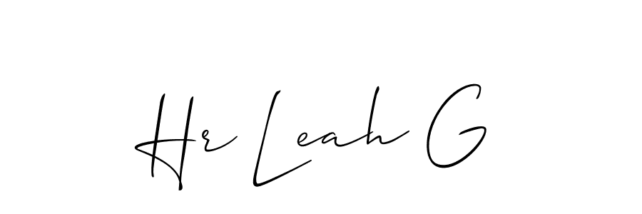 Make a short Hr Leah G signature style. Manage your documents anywhere anytime using Allison_Script. Create and add eSignatures, submit forms, share and send files easily. Hr Leah G signature style 2 images and pictures png