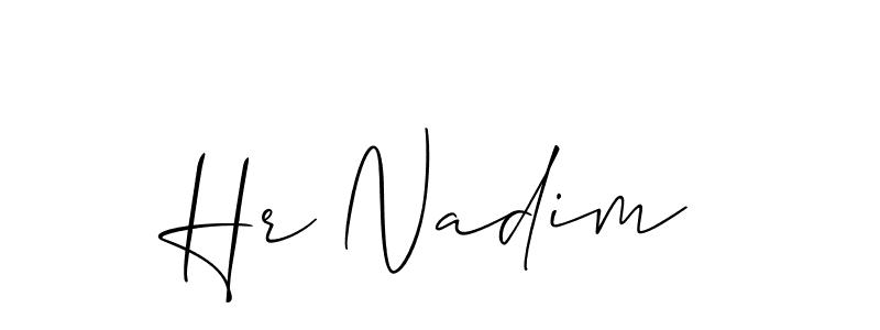 Also we have Hr Nadim name is the best signature style. Create professional handwritten signature collection using Allison_Script autograph style. Hr Nadim signature style 2 images and pictures png