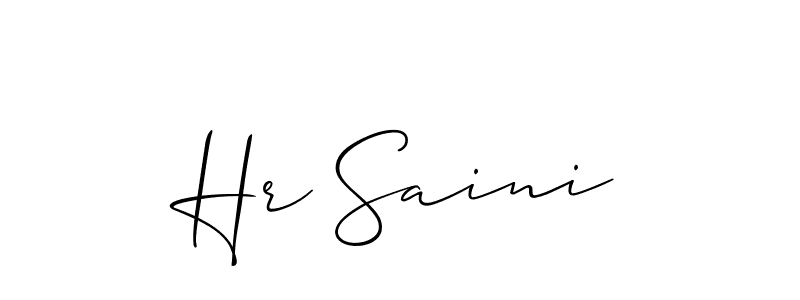 It looks lik you need a new signature style for name Hr Saini. Design unique handwritten (Allison_Script) signature with our free signature maker in just a few clicks. Hr Saini signature style 2 images and pictures png
