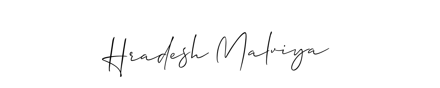 The best way (Allison_Script) to make a short signature is to pick only two or three words in your name. The name Hradesh Malviya include a total of six letters. For converting this name. Hradesh Malviya signature style 2 images and pictures png