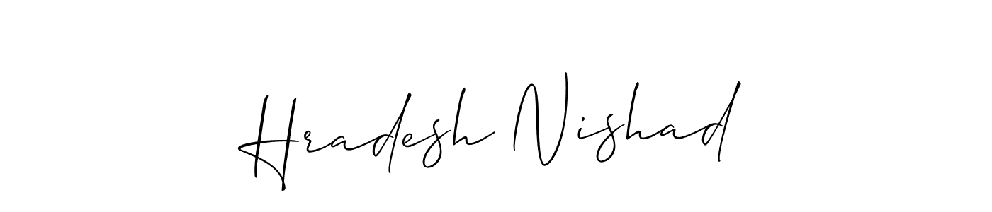 Create a beautiful signature design for name Hradesh Nishad. With this signature (Allison_Script) fonts, you can make a handwritten signature for free. Hradesh Nishad signature style 2 images and pictures png