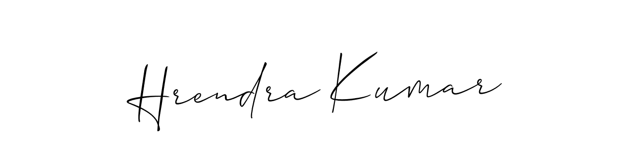 How to make Hrendra Kumar name signature. Use Allison_Script style for creating short signs online. This is the latest handwritten sign. Hrendra Kumar signature style 2 images and pictures png