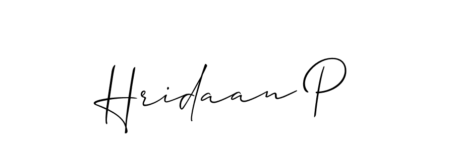 How to make Hridaan P name signature. Use Allison_Script style for creating short signs online. This is the latest handwritten sign. Hridaan P signature style 2 images and pictures png