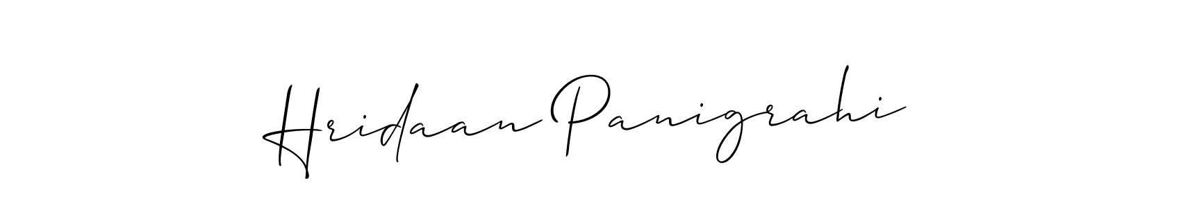 Allison_Script is a professional signature style that is perfect for those who want to add a touch of class to their signature. It is also a great choice for those who want to make their signature more unique. Get Hridaan Panigrahi name to fancy signature for free. Hridaan Panigrahi signature style 2 images and pictures png