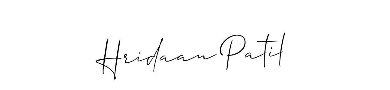 How to make Hridaan Patil name signature. Use Allison_Script style for creating short signs online. This is the latest handwritten sign. Hridaan Patil signature style 2 images and pictures png