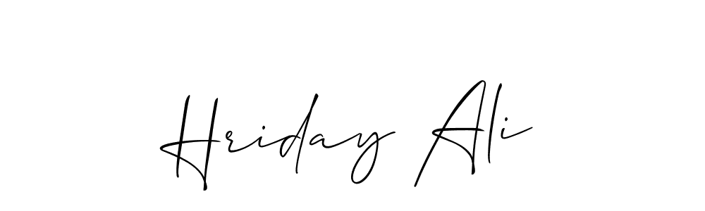 Allison_Script is a professional signature style that is perfect for those who want to add a touch of class to their signature. It is also a great choice for those who want to make their signature more unique. Get Hriday Ali name to fancy signature for free. Hriday Ali signature style 2 images and pictures png