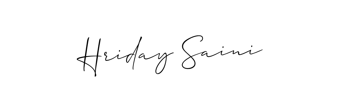 Also we have Hriday Saini name is the best signature style. Create professional handwritten signature collection using Allison_Script autograph style. Hriday Saini signature style 2 images and pictures png
