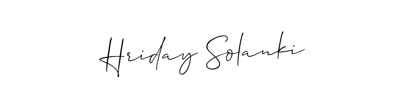 It looks lik you need a new signature style for name Hriday Solanki. Design unique handwritten (Allison_Script) signature with our free signature maker in just a few clicks. Hriday Solanki signature style 2 images and pictures png