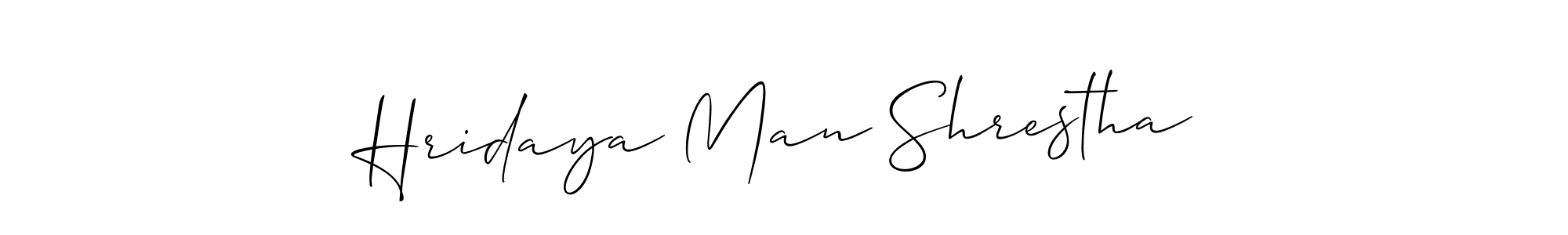 You should practise on your own different ways (Allison_Script) to write your name (Hridaya Man Shrestha) in signature. don't let someone else do it for you. Hridaya Man Shrestha signature style 2 images and pictures png