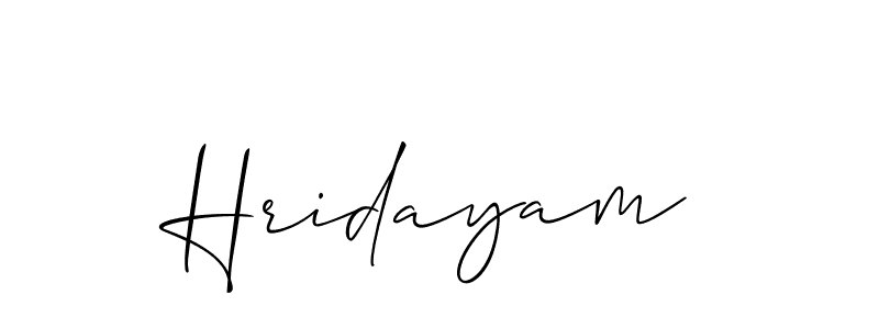 Design your own signature with our free online signature maker. With this signature software, you can create a handwritten (Allison_Script) signature for name Hridayam. Hridayam signature style 2 images and pictures png