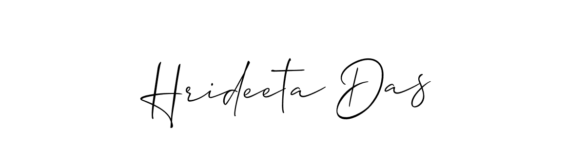 The best way (Allison_Script) to make a short signature is to pick only two or three words in your name. The name Hrideeta Das include a total of six letters. For converting this name. Hrideeta Das signature style 2 images and pictures png
